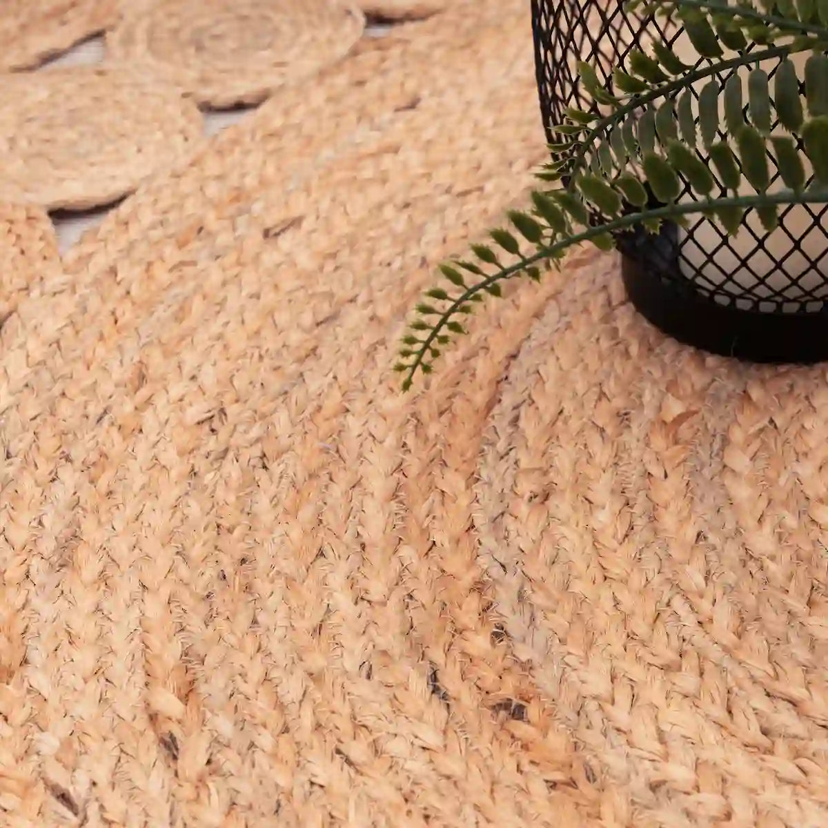 Détails Tapis Rond Jute Moza