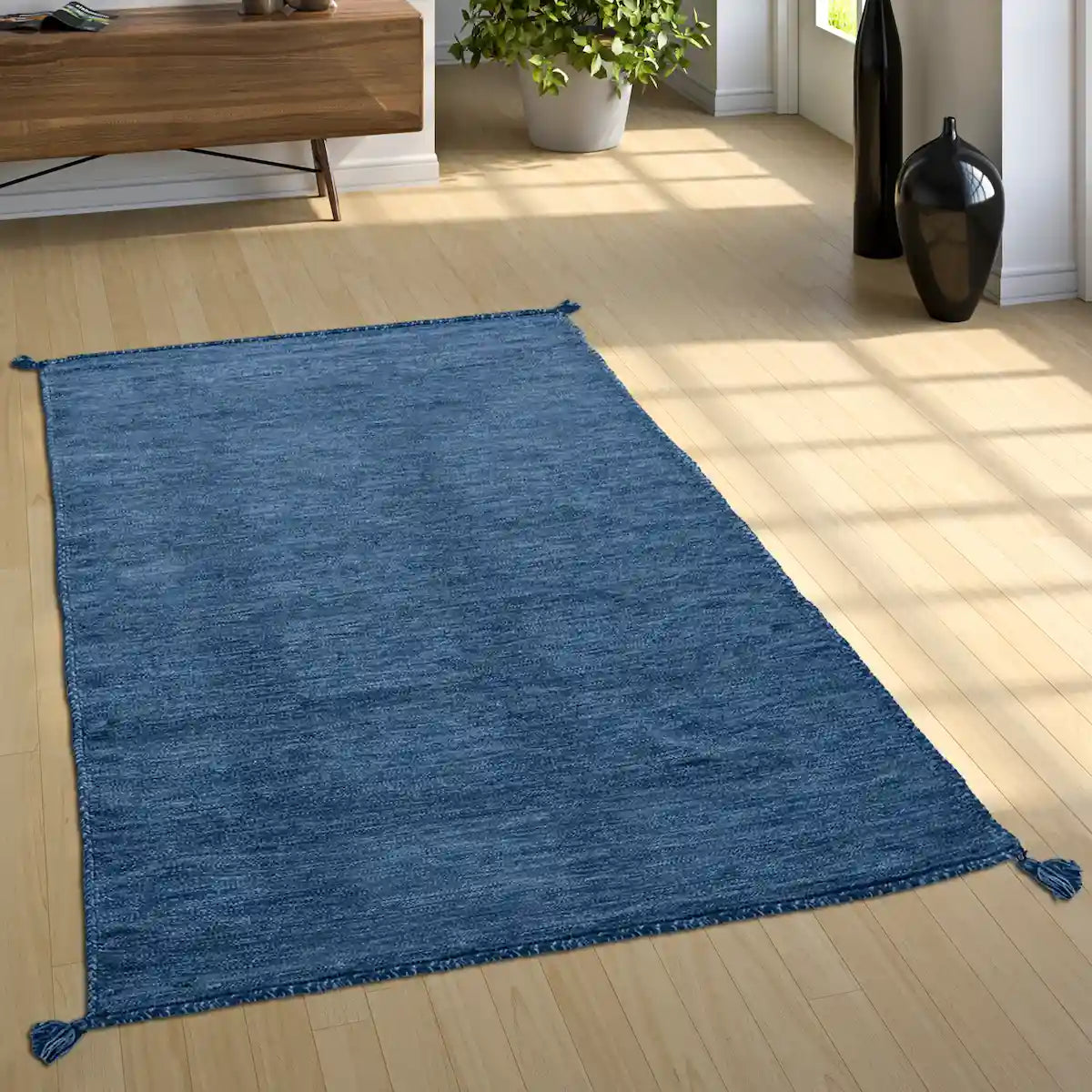 Tapis Berbère Uni Bleu