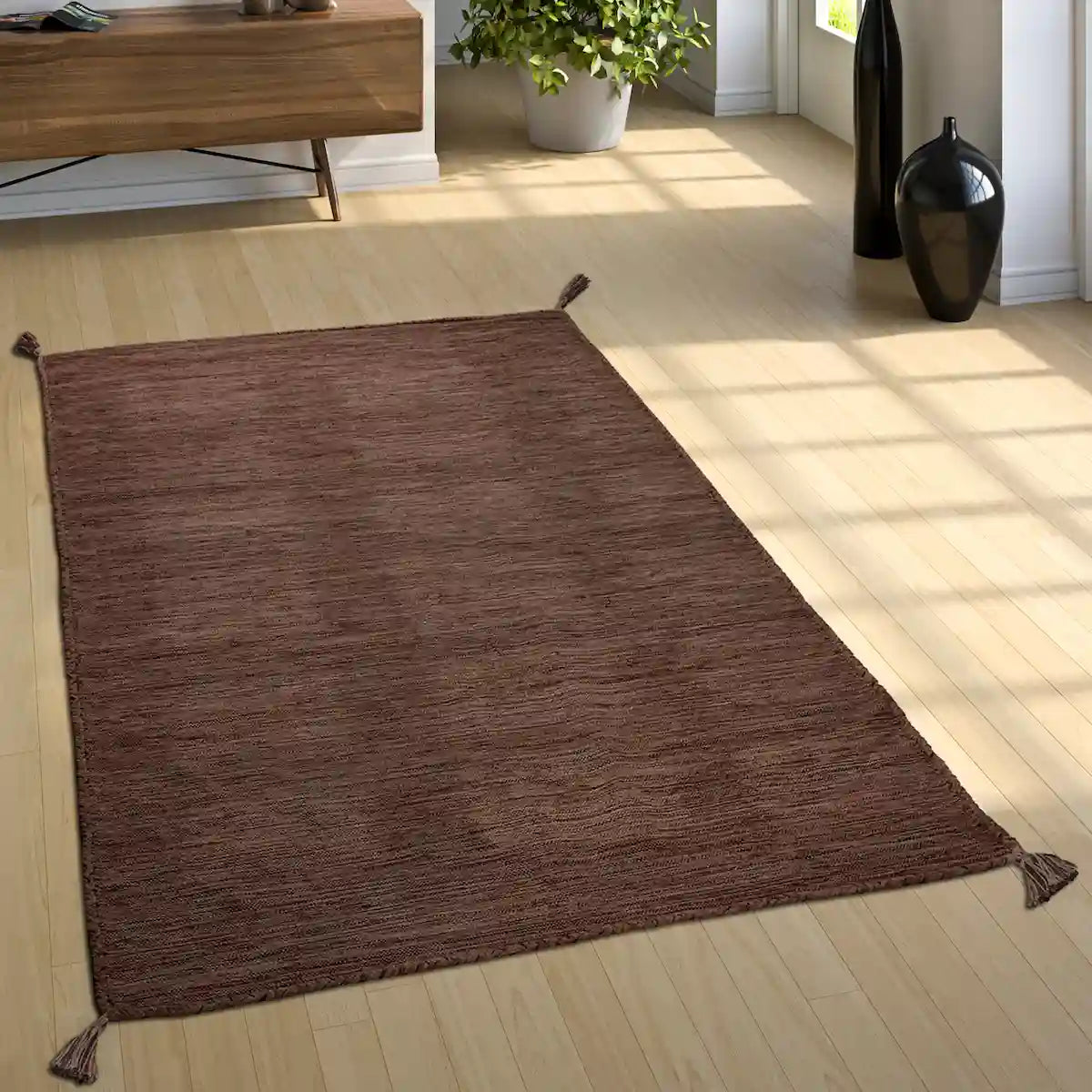 Tapis Berbère Uni Marron