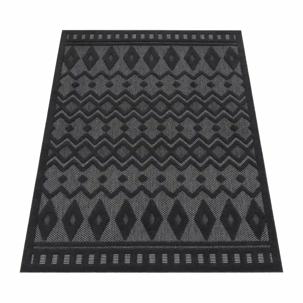 Tapis Berbère Taka Anthracite sur fond blanc