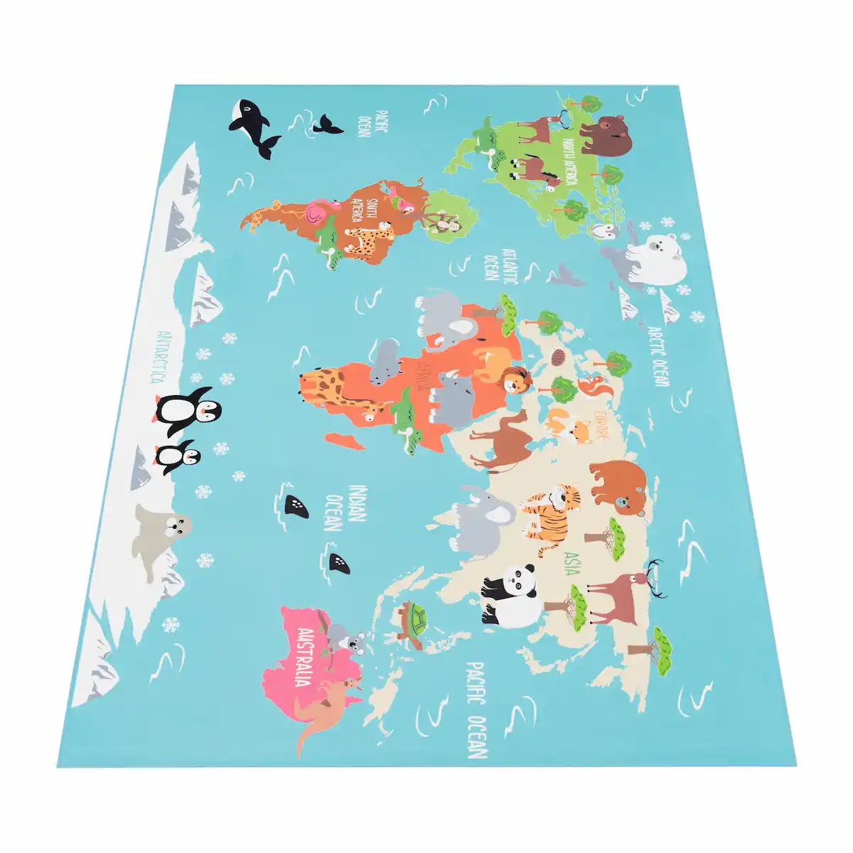 Tapis Carte du Monde Fauna sur fond blanc