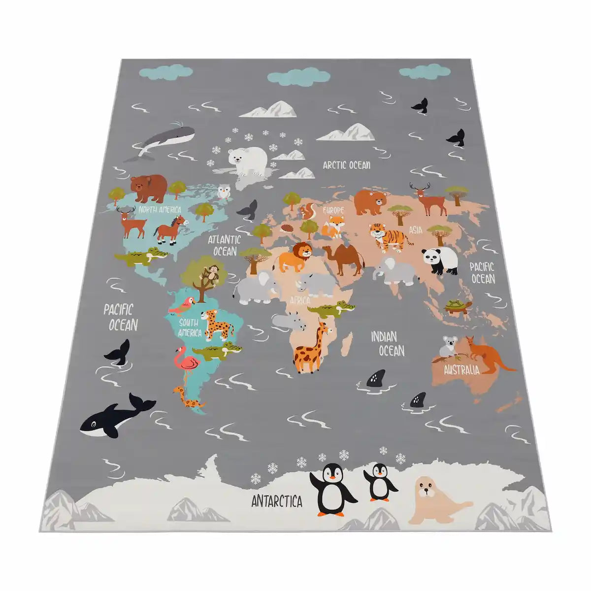 Tapis Carte du Monde Meno sur fond blanc