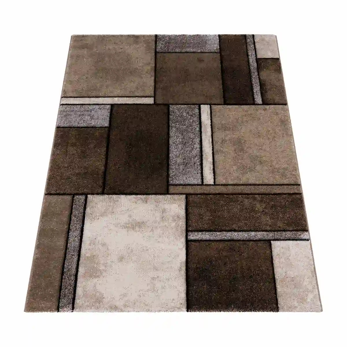 Tapis Coloré Mondria Marron sur fond blanc