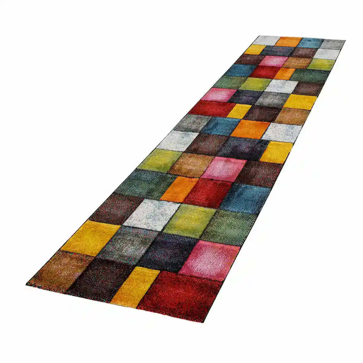 Tapis de Couloir Coloré Cubo sur fond blanc