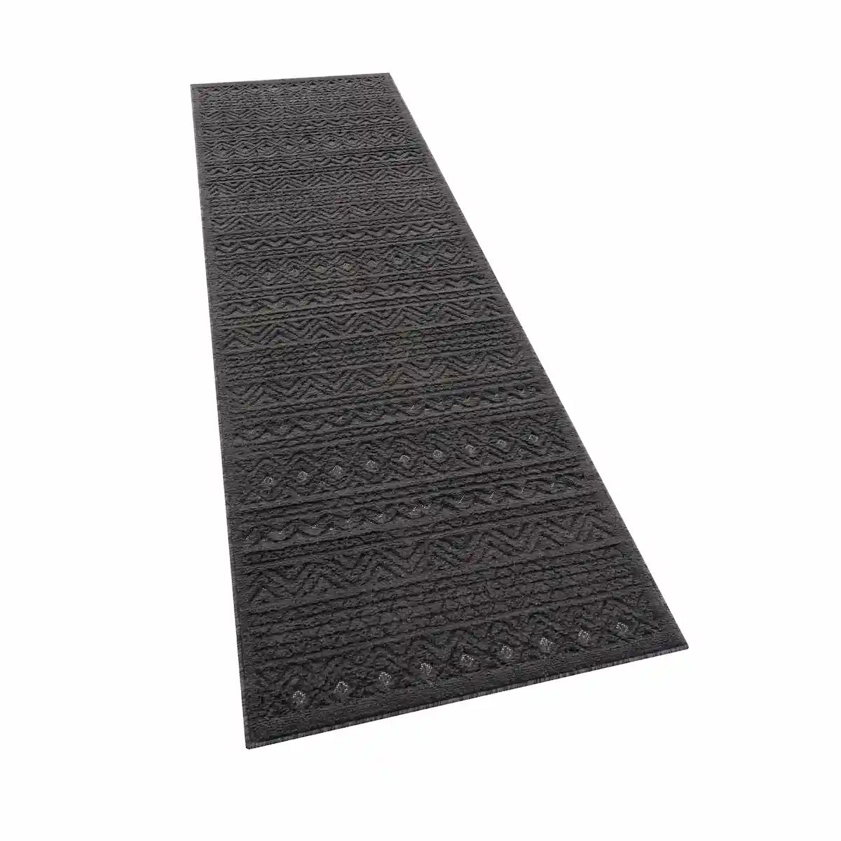 Tapis de Couloir Zagora Anthracite sur fond blanc