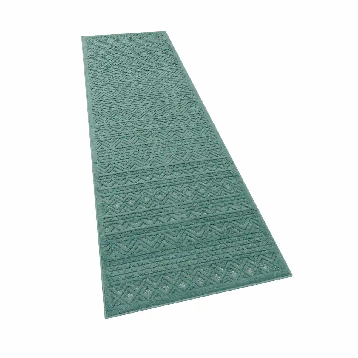 Tapis de Couloir Zagora Turquoise sur fond blanc
