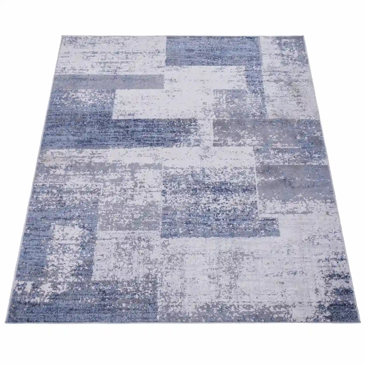 Tapis Design Carva Bleu sur fond blanc