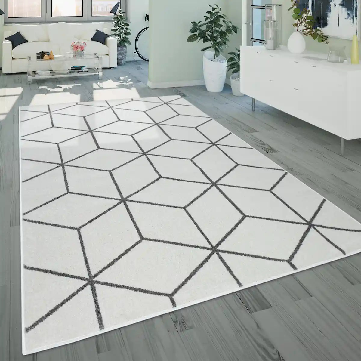 Tapis Design Cubra Blanc - Tapis motifs géométriques