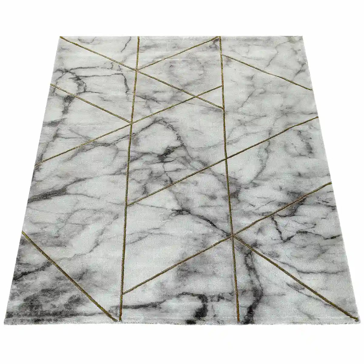 Tapis Design Marbo Or sur fond blanc
