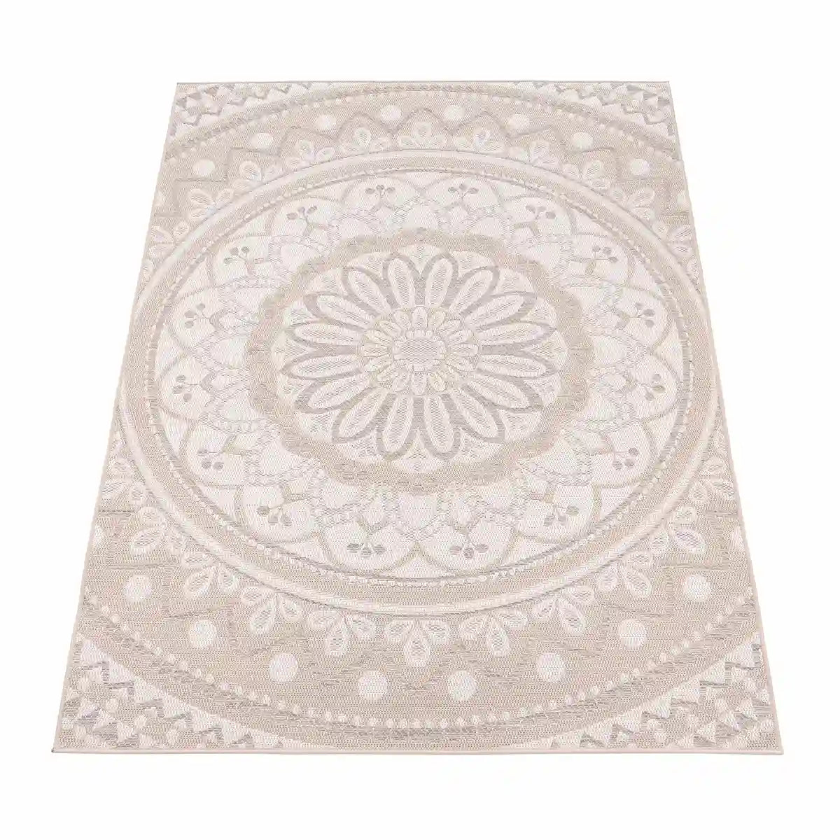 Tapis Design Rosas Sable sur fond blanc