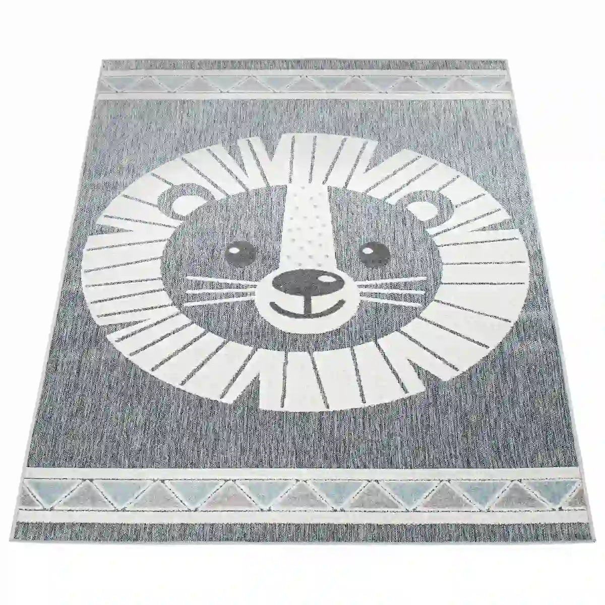 Tapis Enfant Bubo Gris sur fond blanc