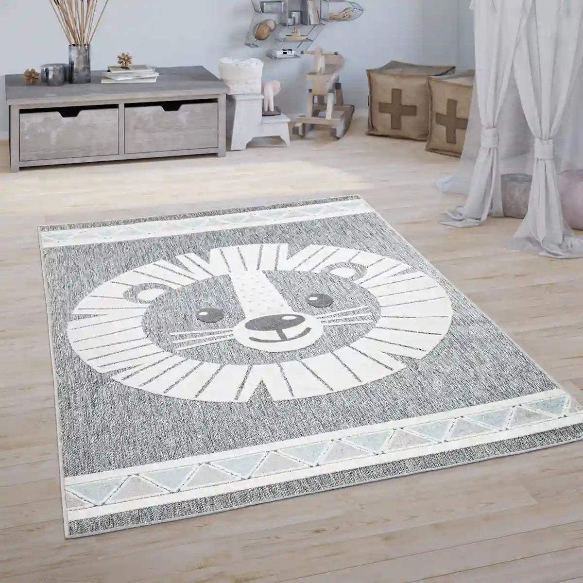 Tapis Enfant Bubo Gris - Tapis chambre enfant