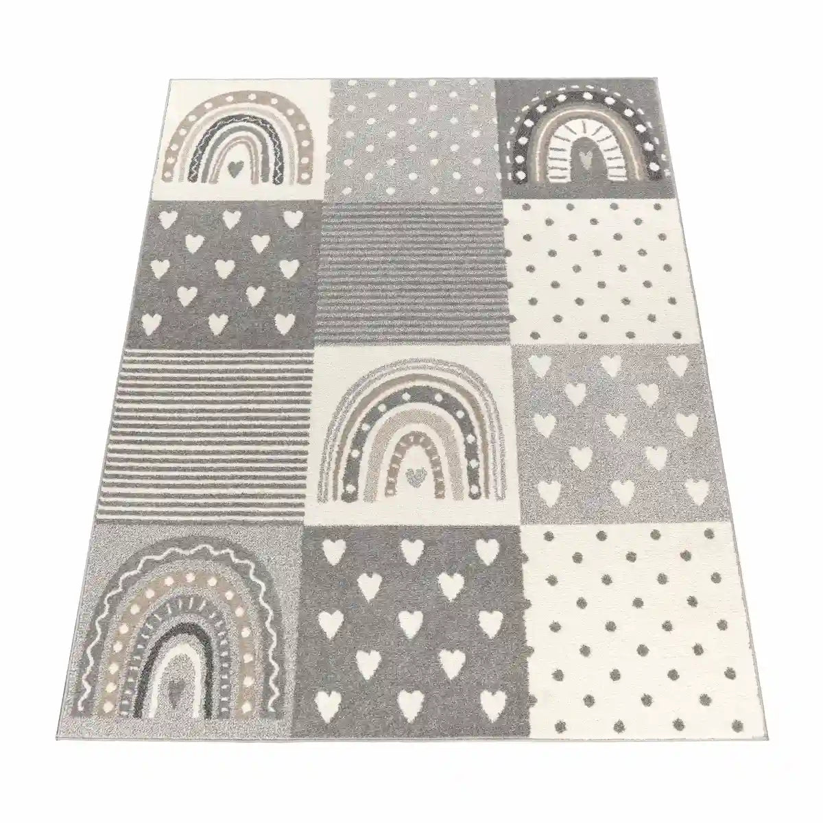 Tapis Enfant Joyou Gris sur fond blanc