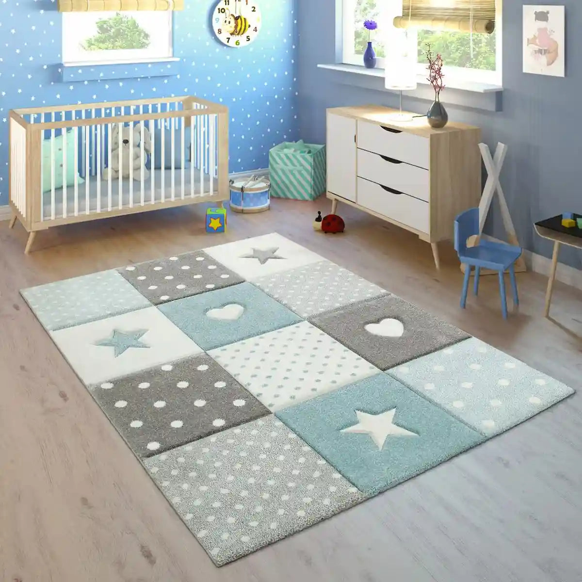 Tapis Enfant Kinglove Bleu - Tapis chambre enfant
