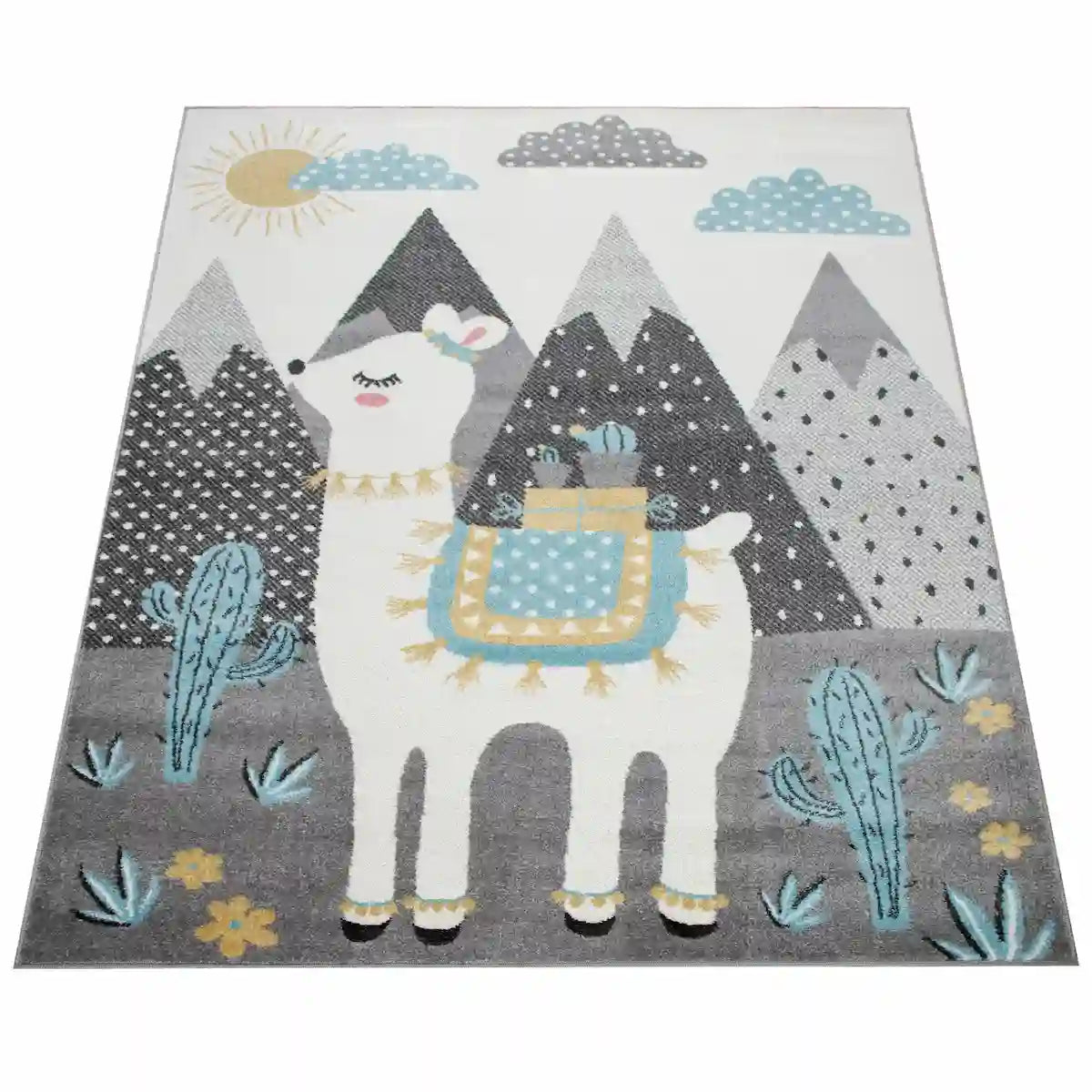 Tapis Enfant Lama sur Fond Blanc