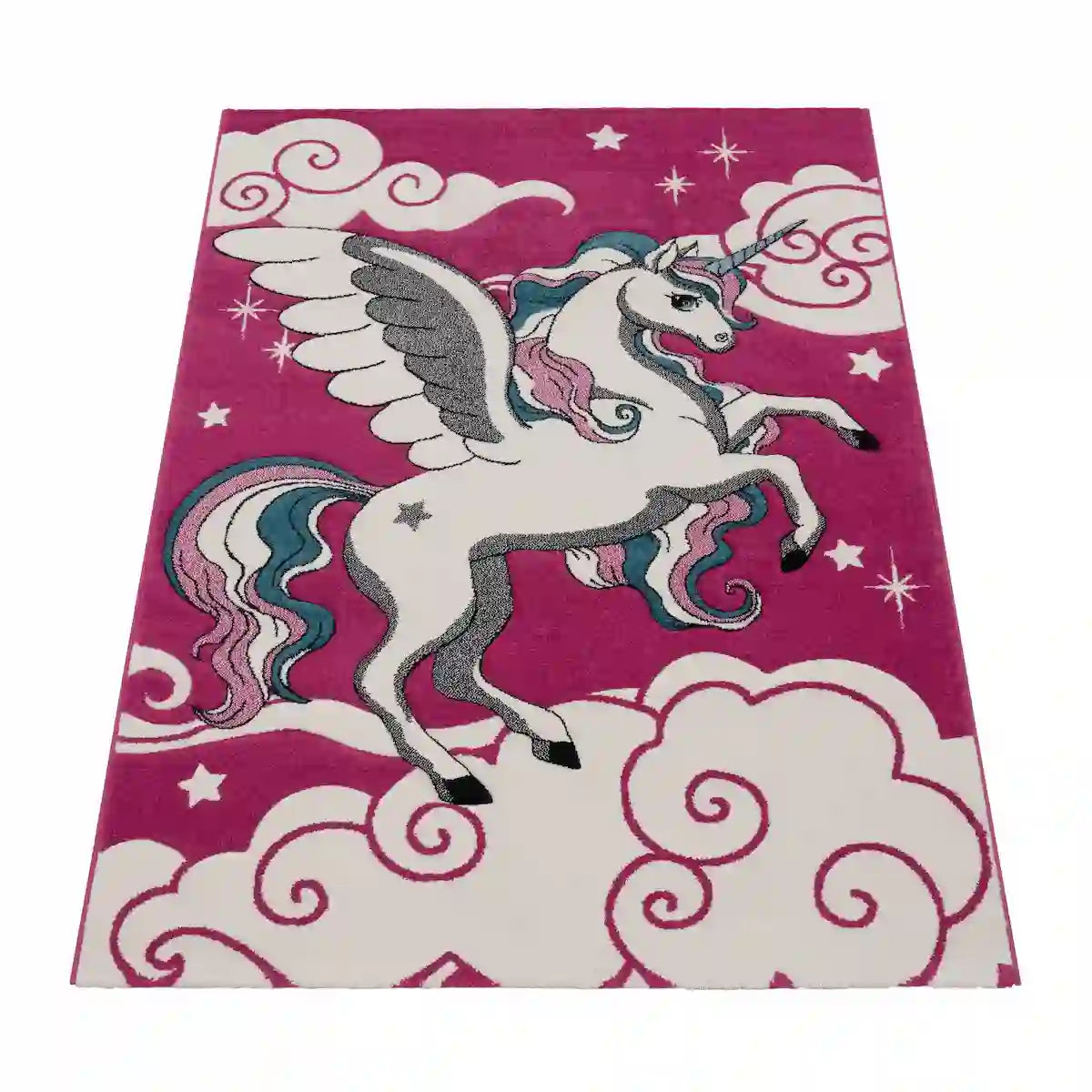 Tapis Enfant Licorna sur fond blanc