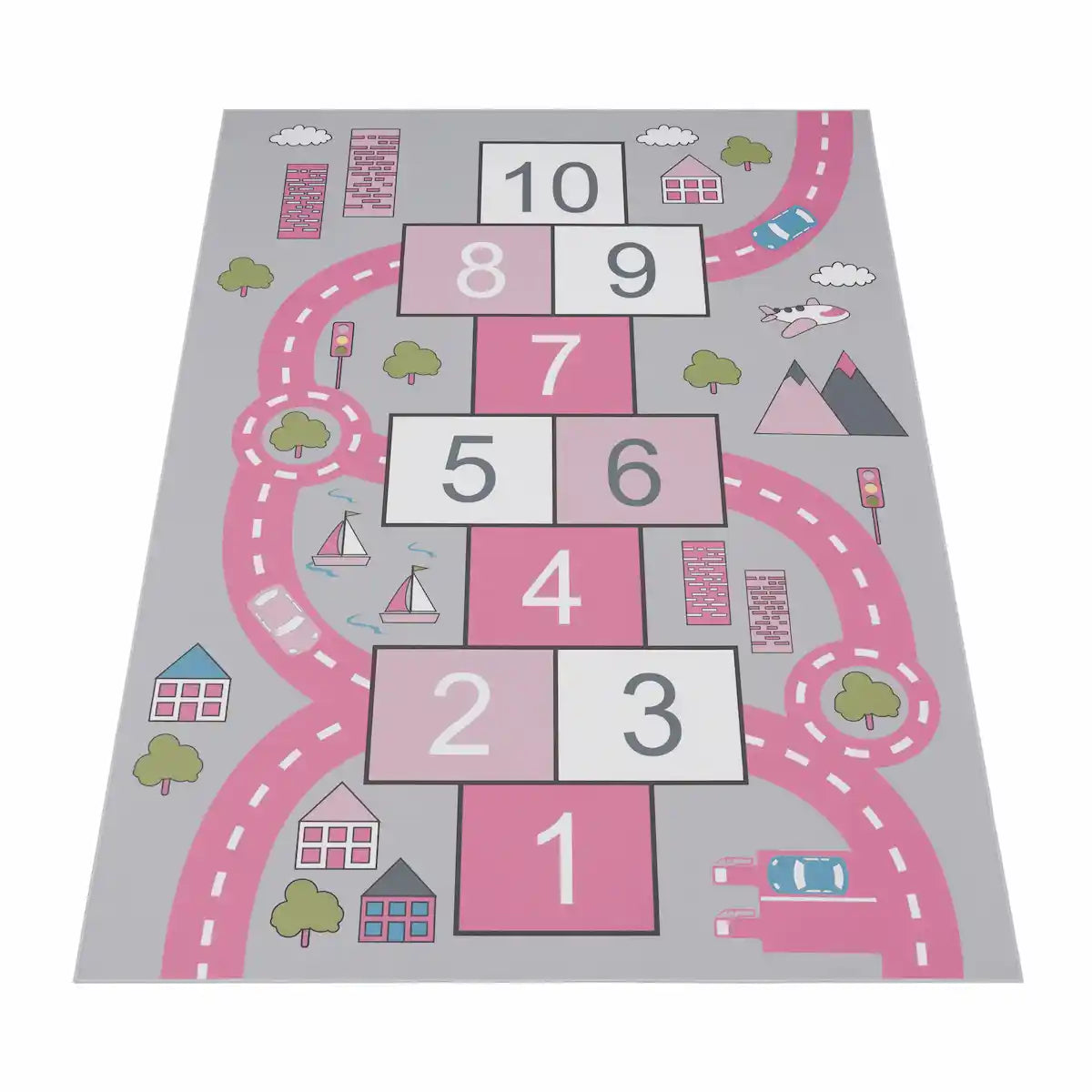 Tapis Enfant Marelle Faba sur fond blanc