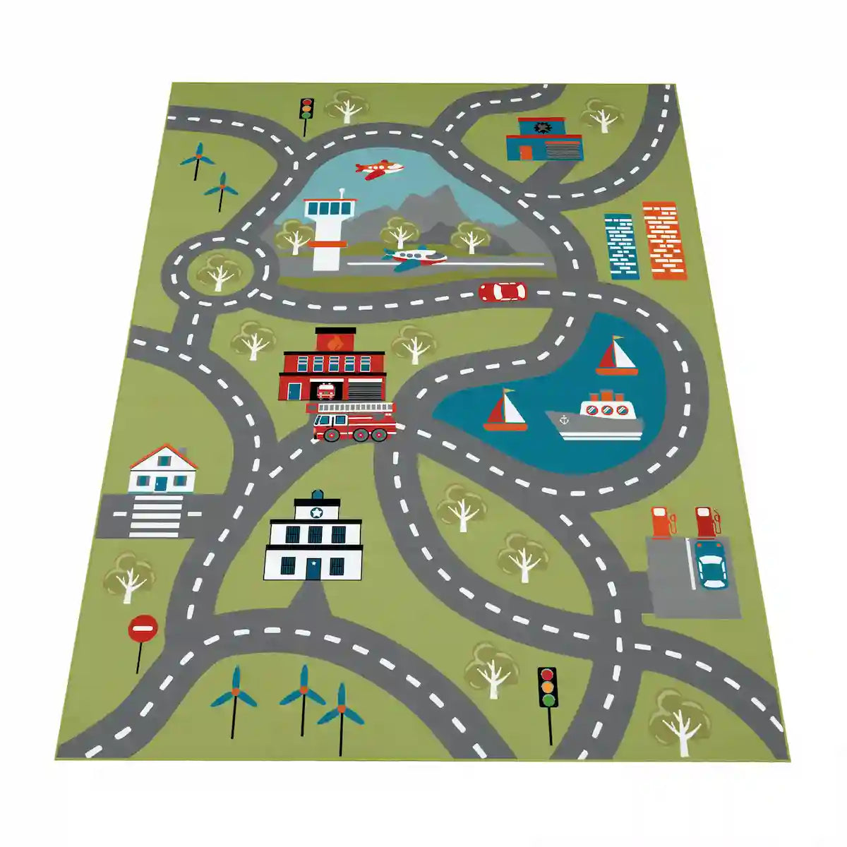 Tapis Enfant Route Ecologie - Fond blanc