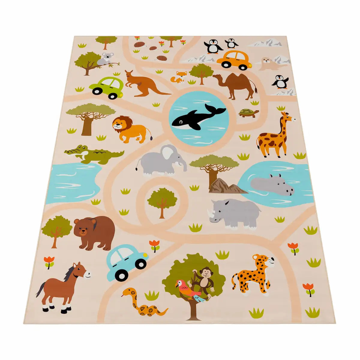 Tapis Enfant Safari - Fond Blanc