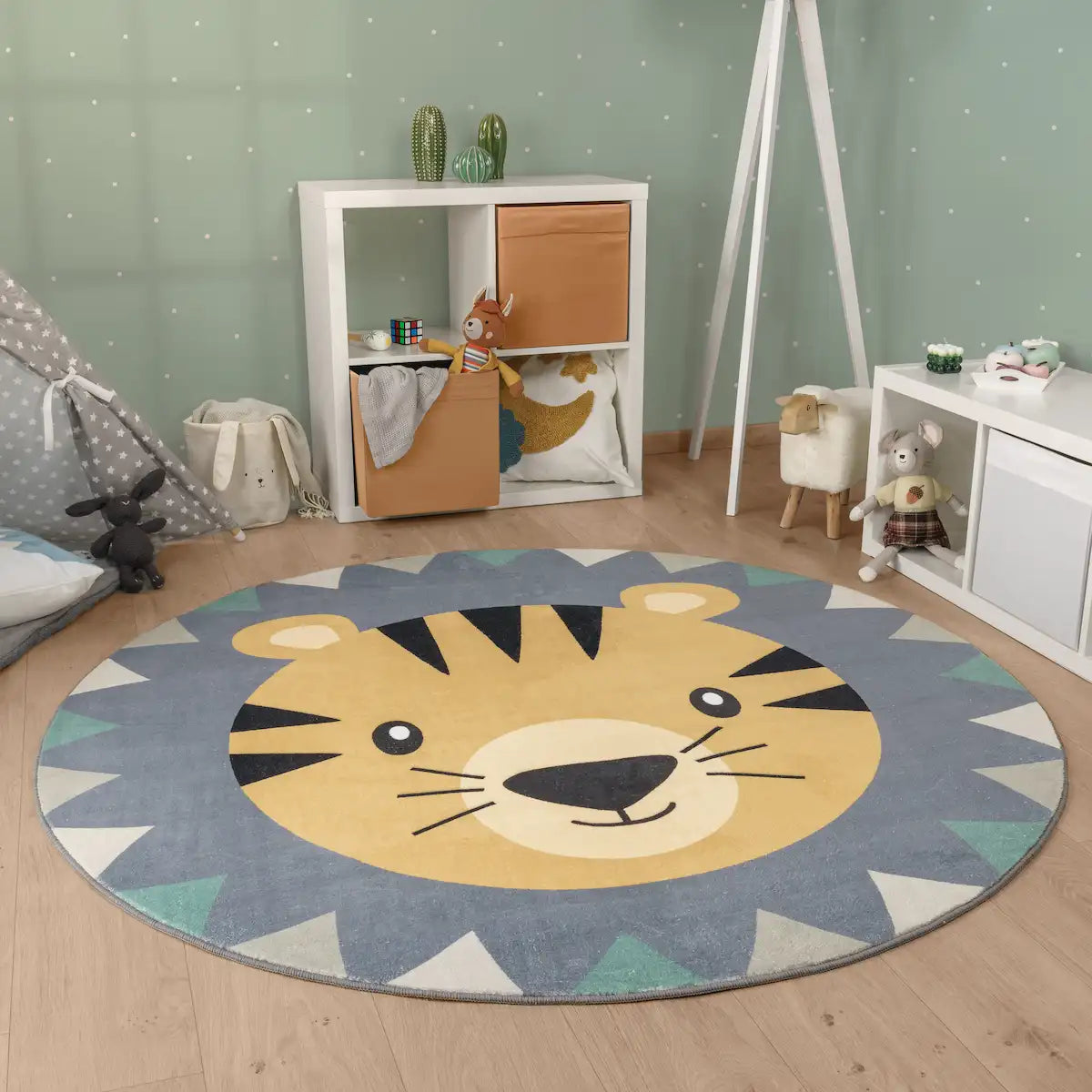 Tapis Rond Enfant Tigrou Jaune