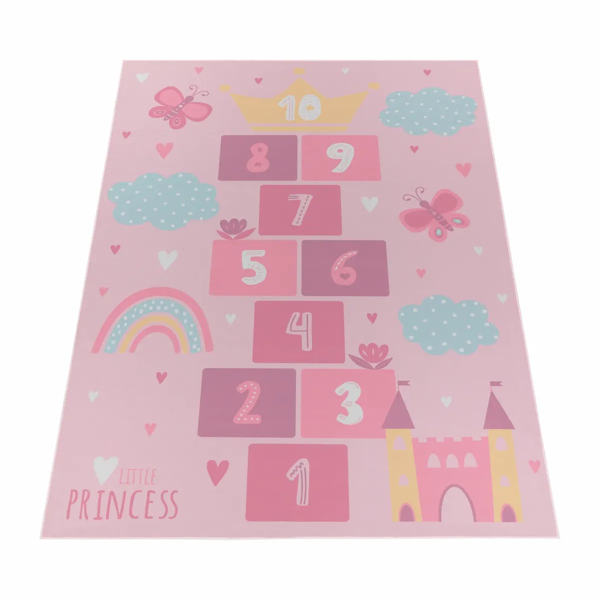 Tapis Marelle Princesse Rose sur fond blanc