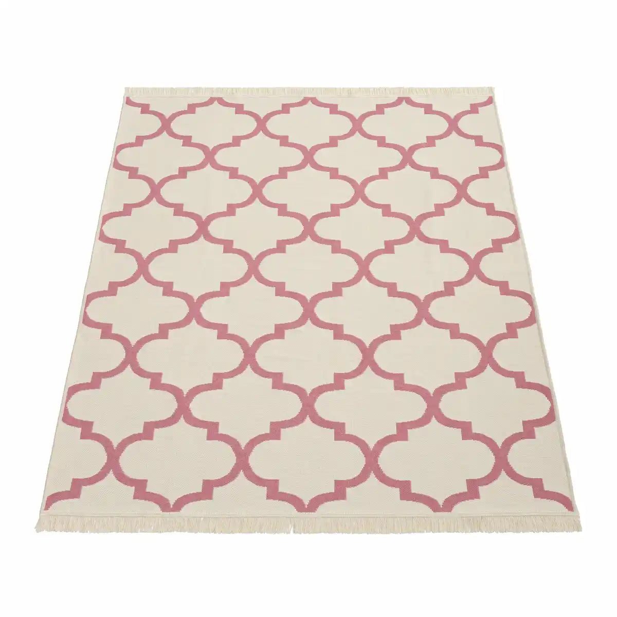 Tapis Oriental Royaliz Réversible rose sur fond blanc