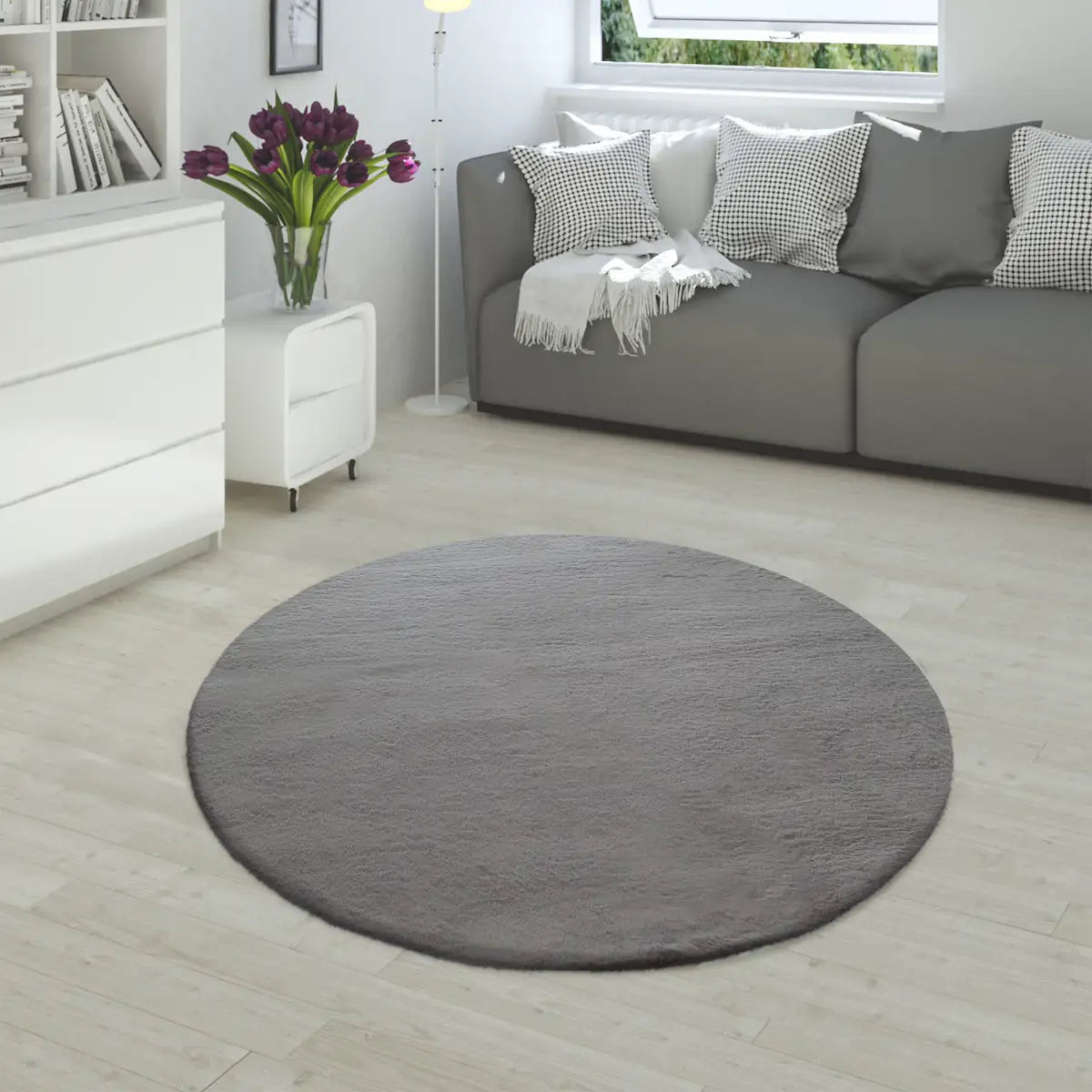 Tapis Rond Doux Muelito - Anthracite