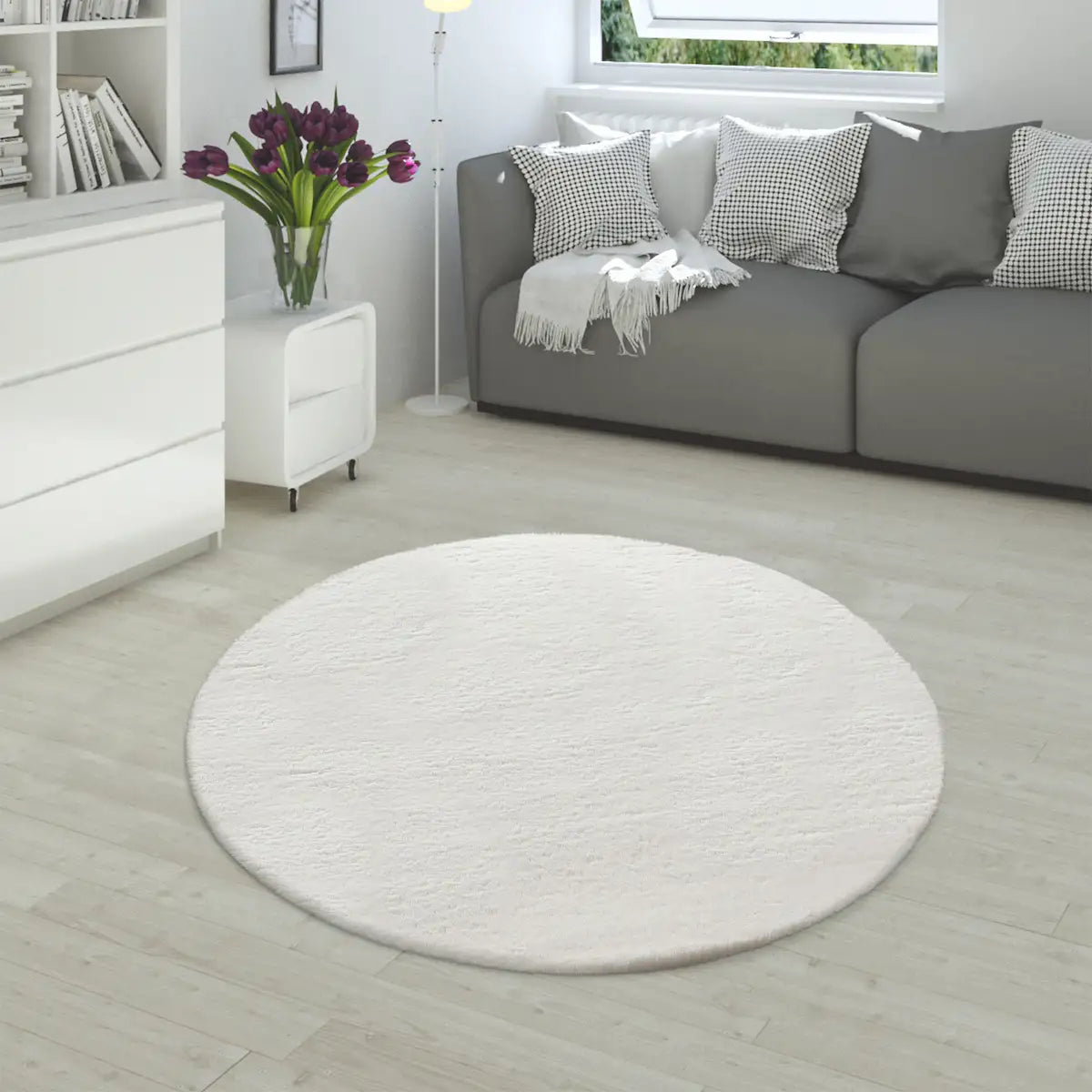 Tapis Rond Doux Muelito - Crème