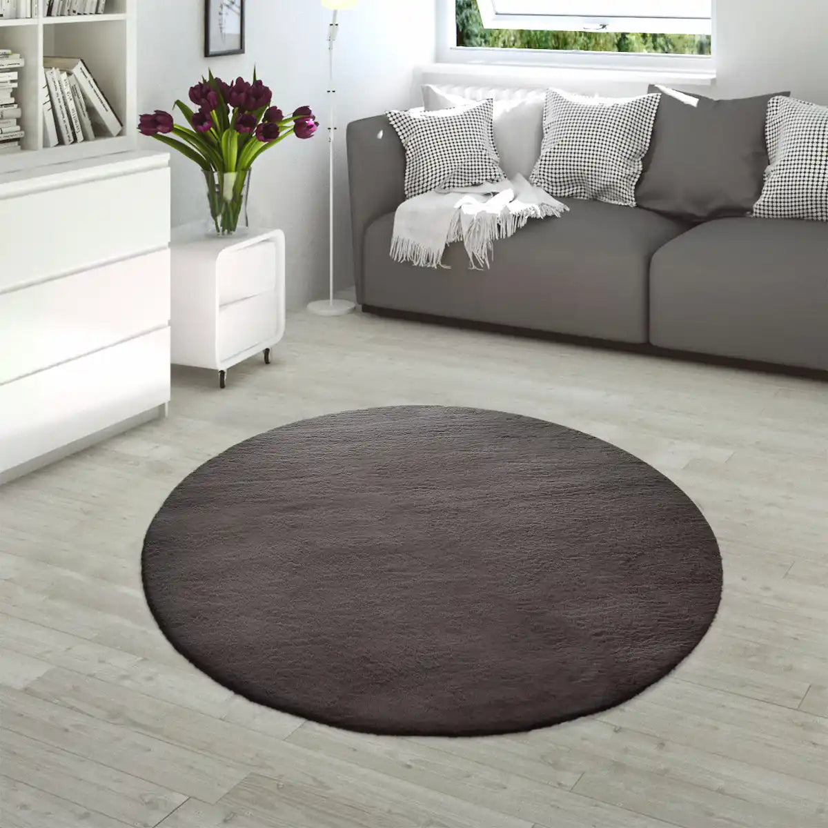 Tapis Rond Doux Muelito - Gris foncé