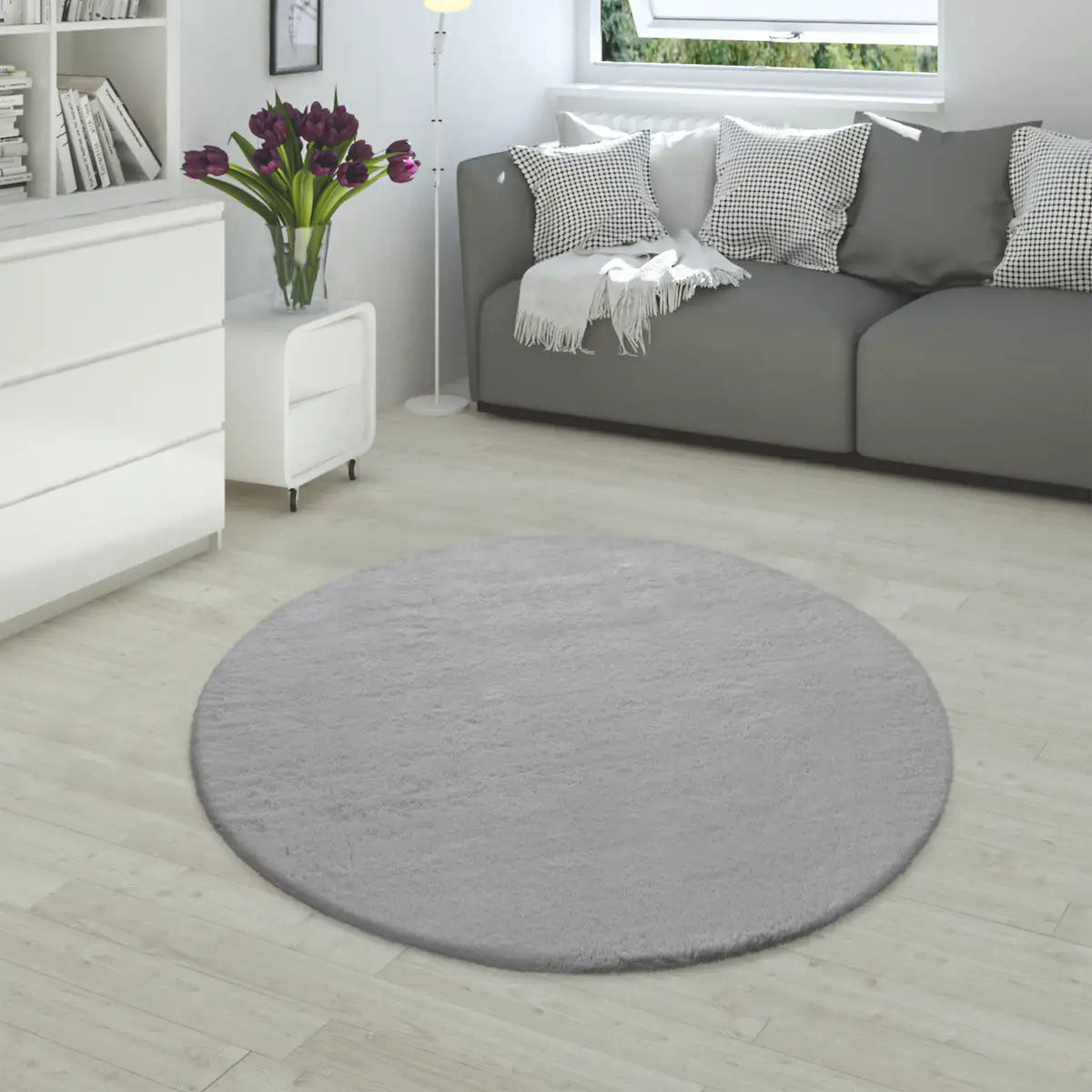 Tapis Rond Doux Muelito - Gris