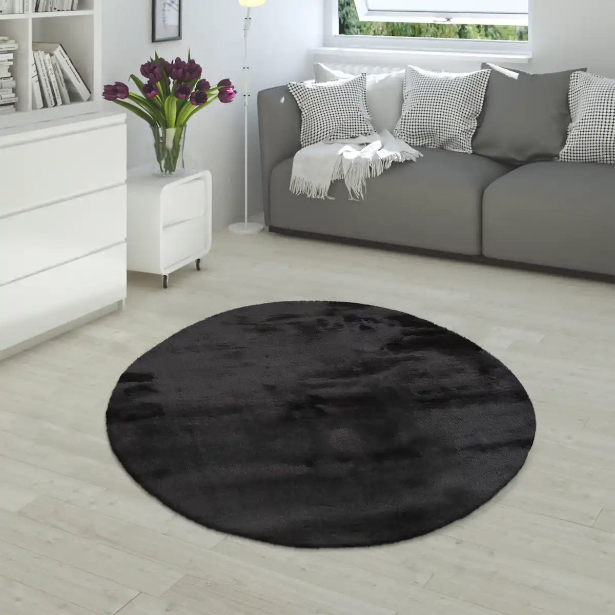 Tapis Rond Doux Muelito - Noir