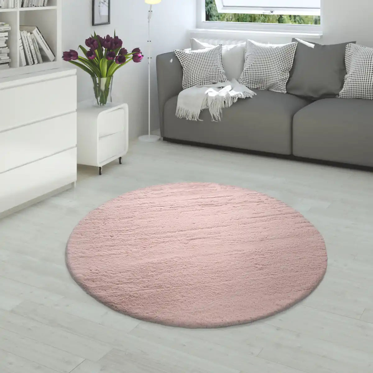 Tapis Rond Doux Muelito - Rose