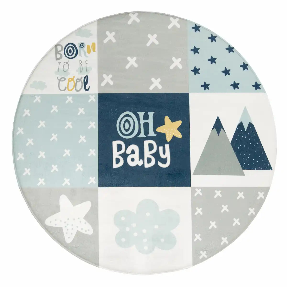Tapis Rond Enfant Baby Bleu sur fond blanc