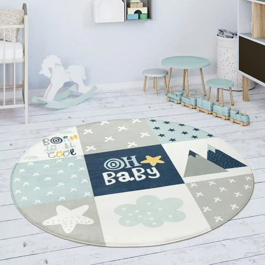 Tapis Rond Enfant Baby Bleu - Tapis Chambre Enfant
