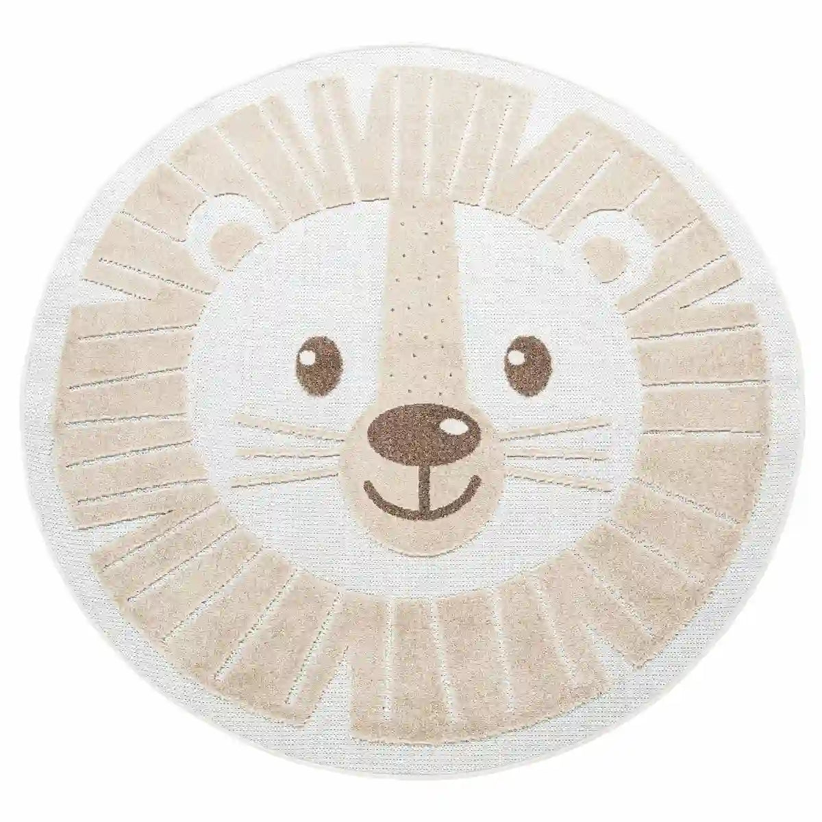 Tapis Rond Enfant Bobino Beige sur fond blanc