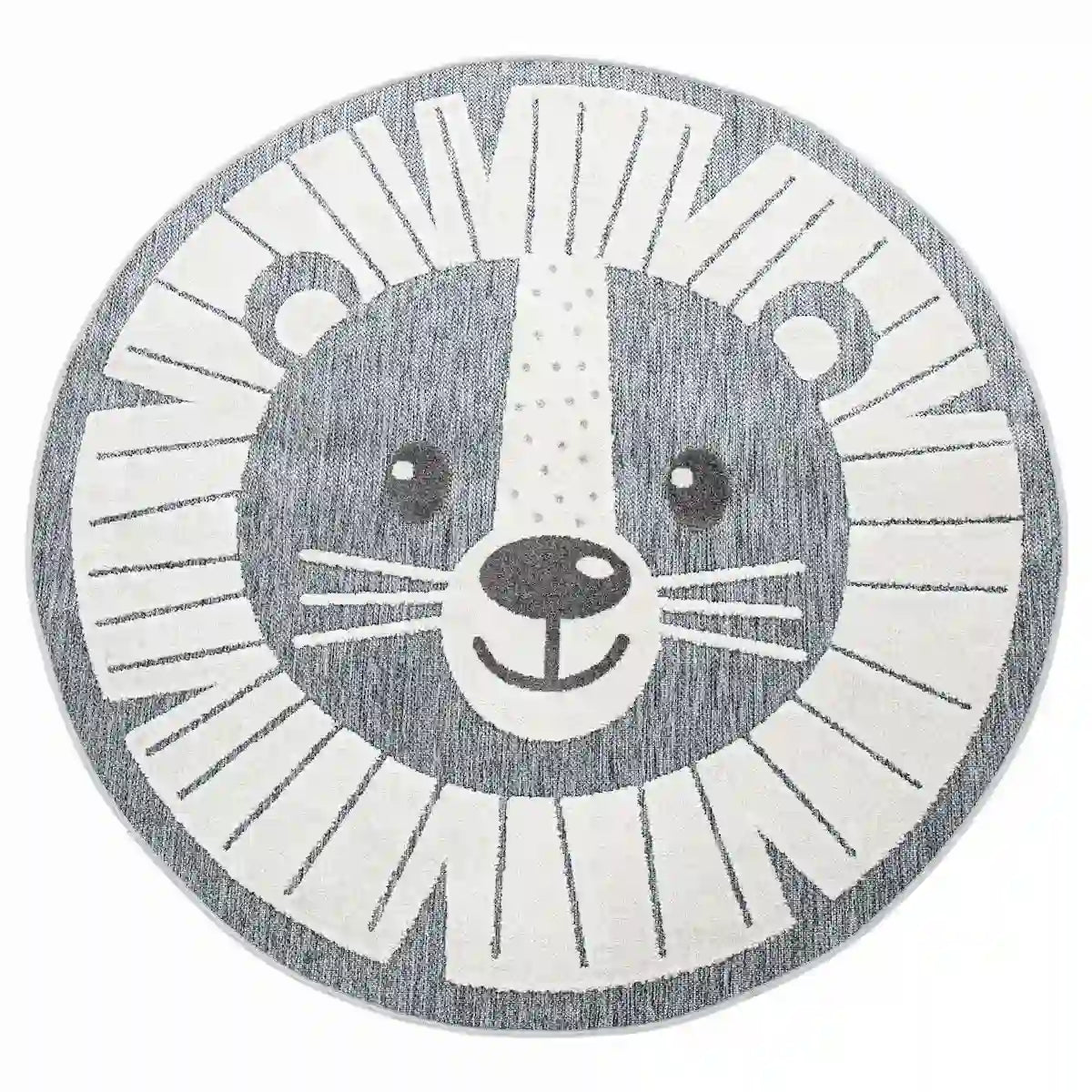 Tapis Rond Enfant Bobino Gris sur fond blanc