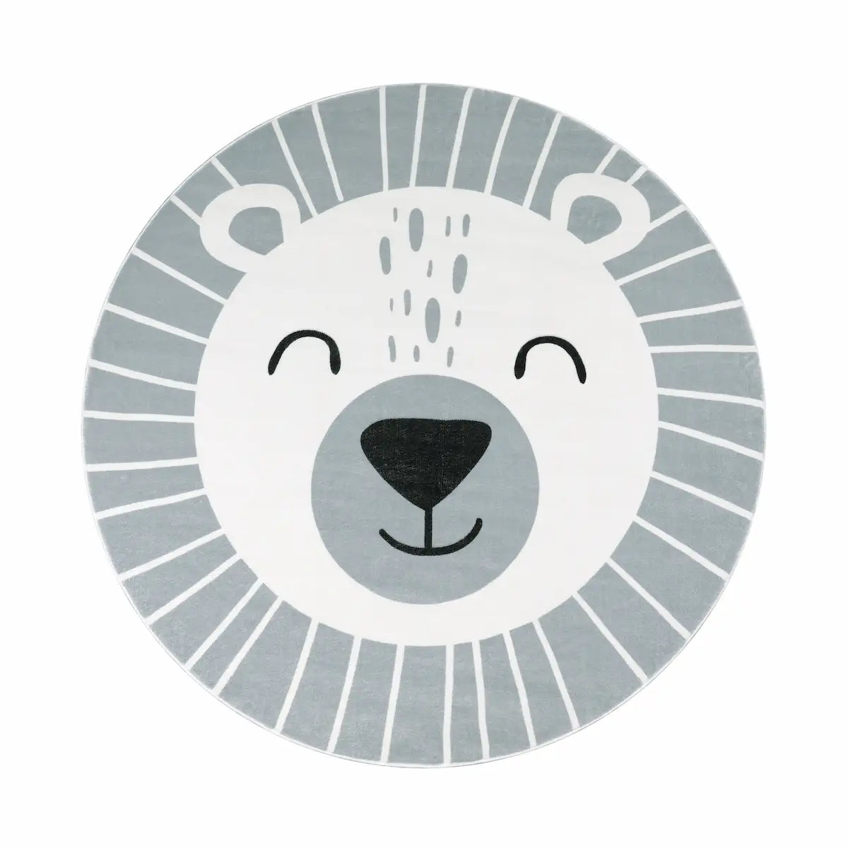 Tapis Rond Enfant Buno gris sur fond blanc