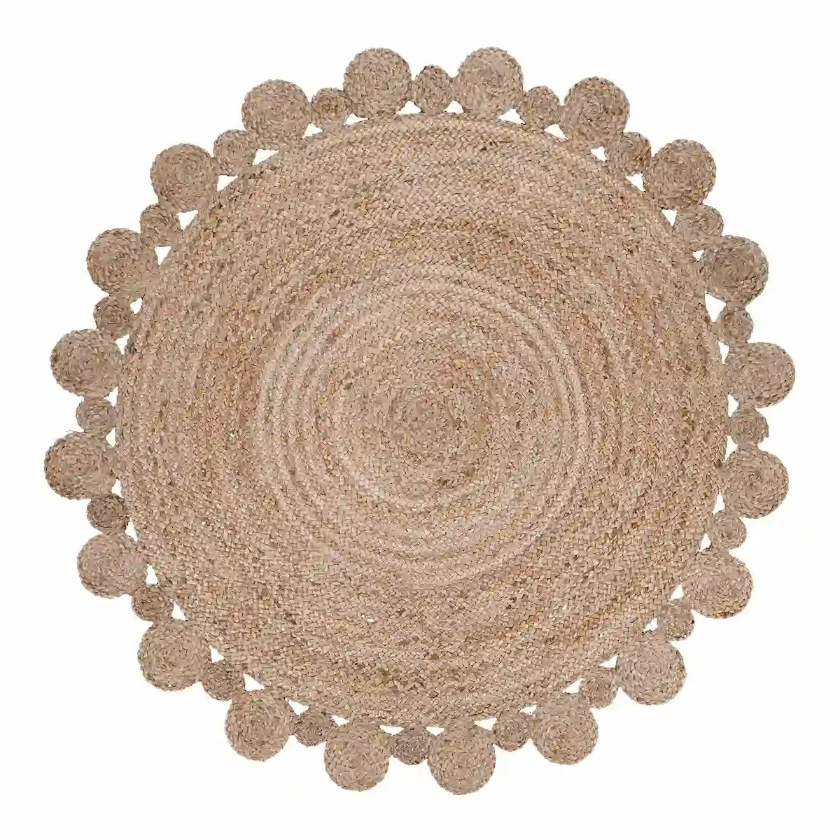 Tapis Rond Jute Elya Beige sur fond blanc