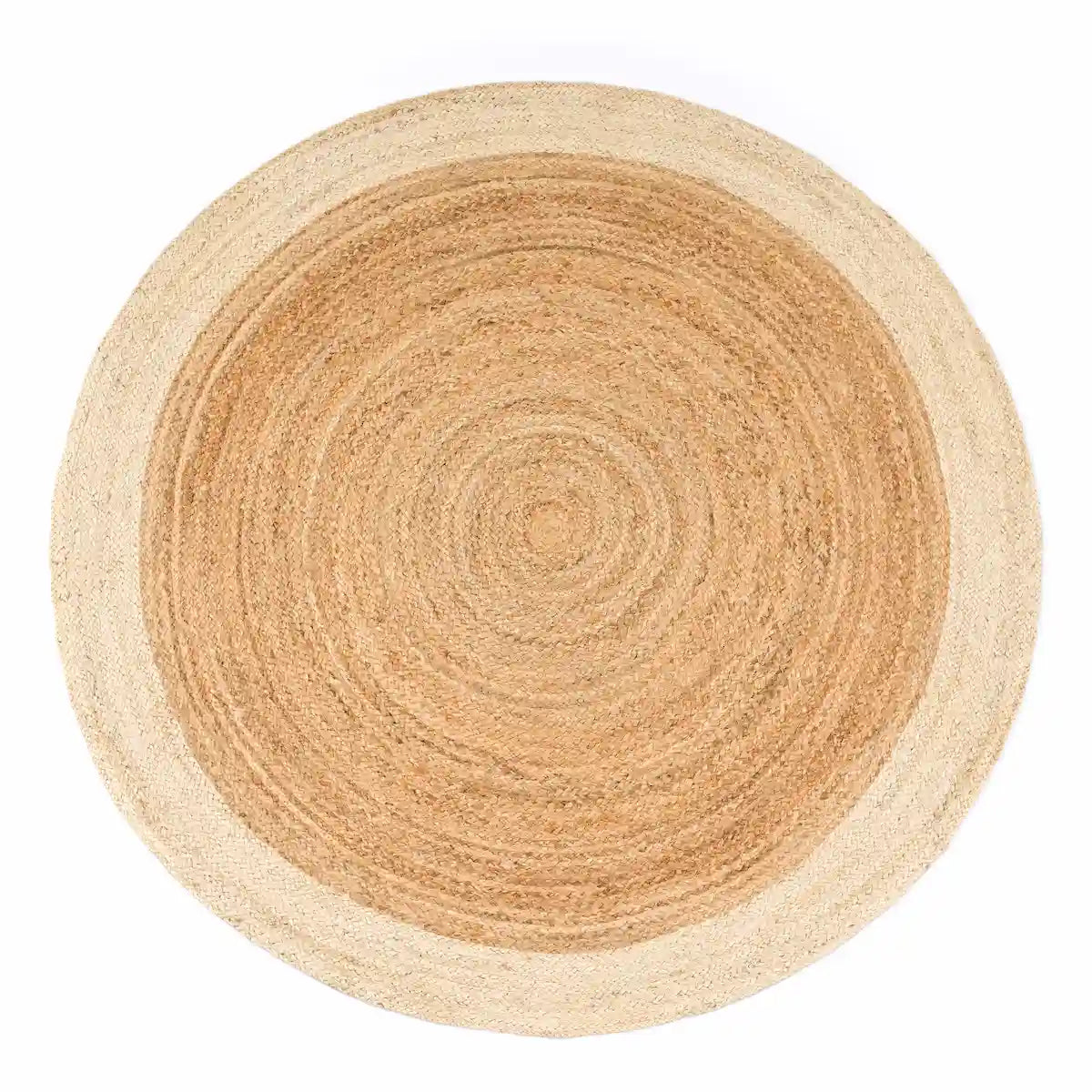 Tapis Rond Jute Gozo Ivoire sur fond blanc