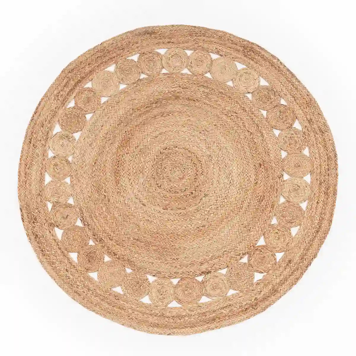Tapis Rond Jute Moza sur fond blanc