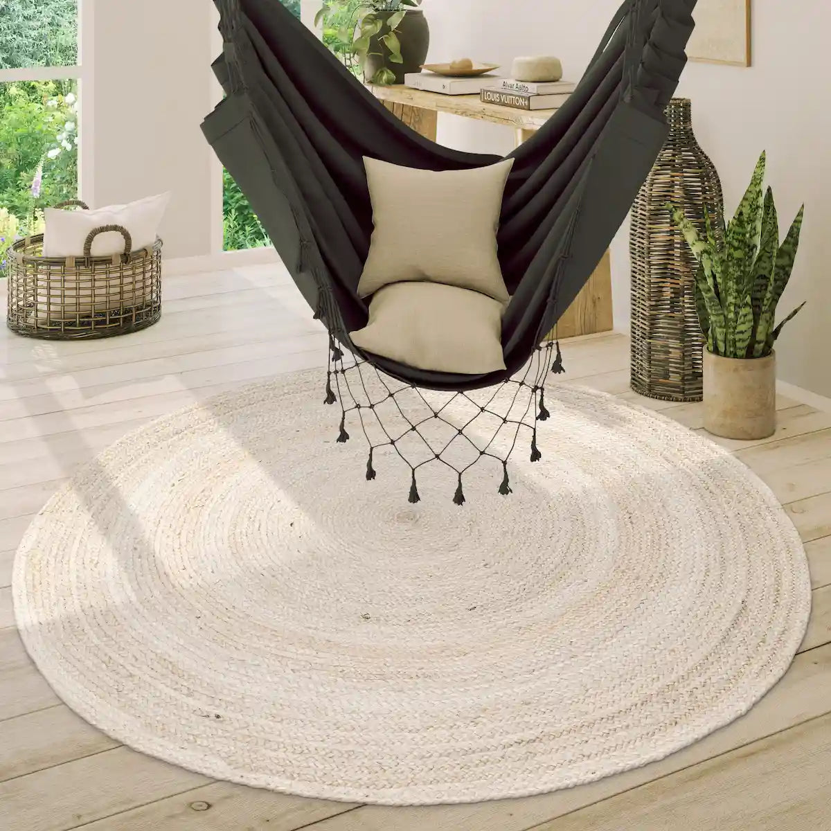 Tapis Rond Jute Pavo -Blanc