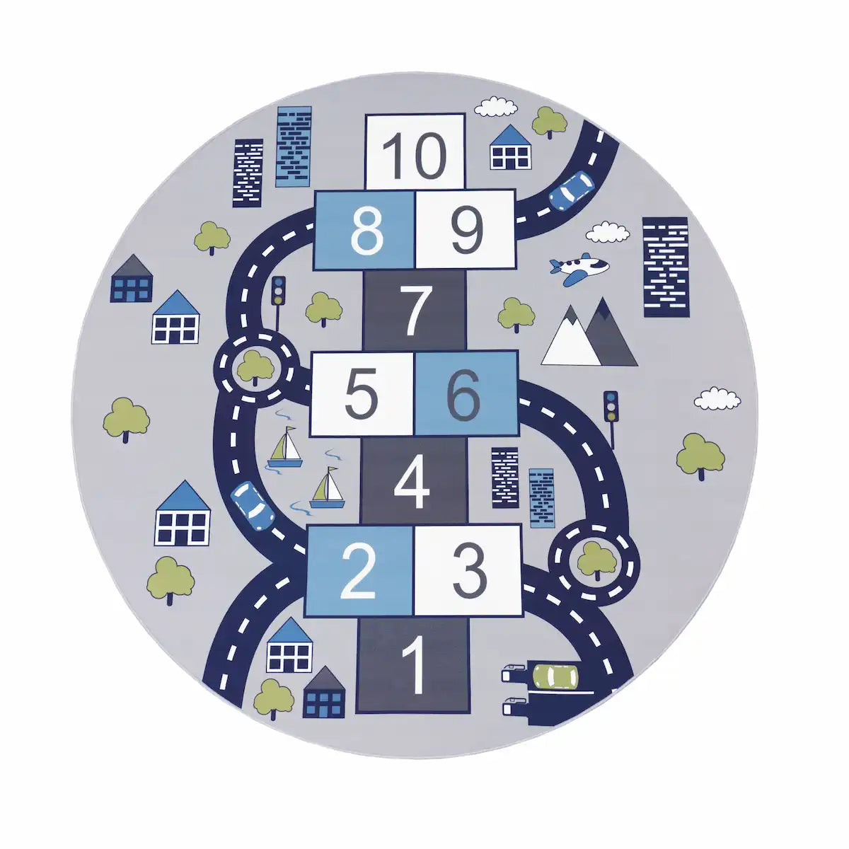 Tapis Rond Marelle Griso sur fond blanc