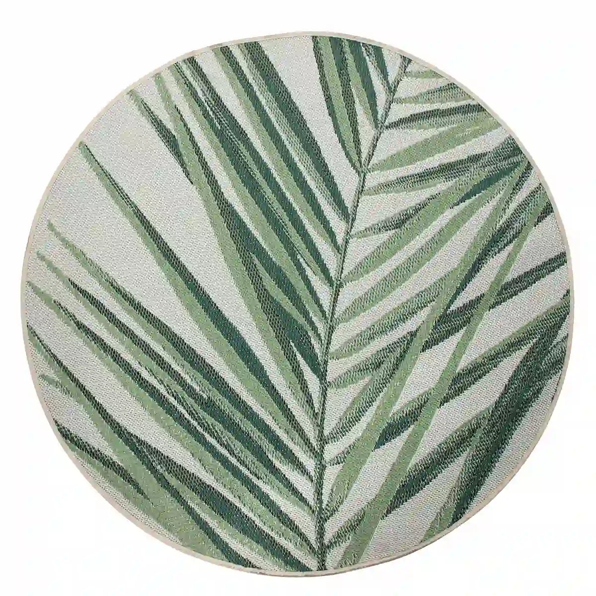 Tapis Rond Naturel Feulito sur fond blanc