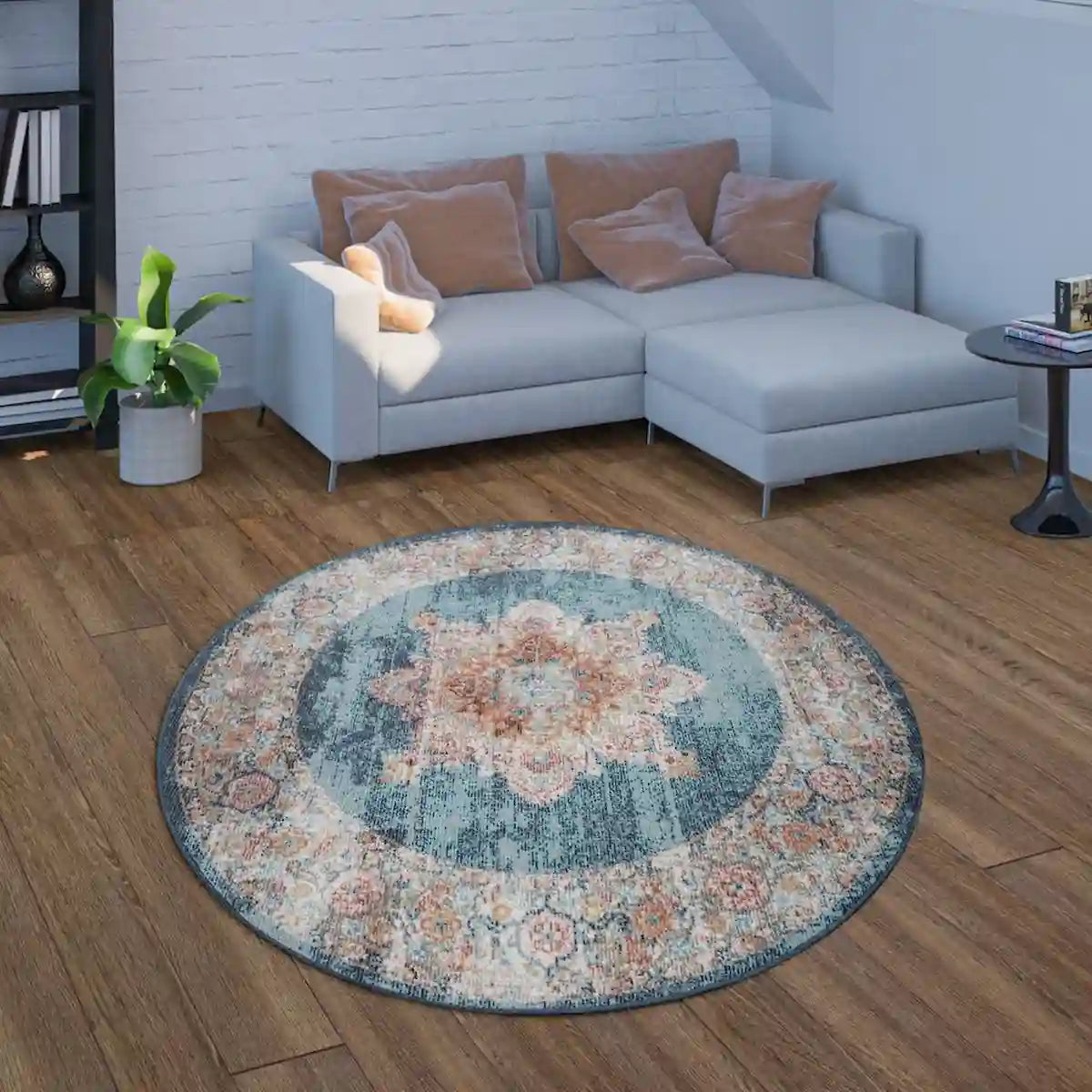 Tapis Rond Oriental Safi Bleu