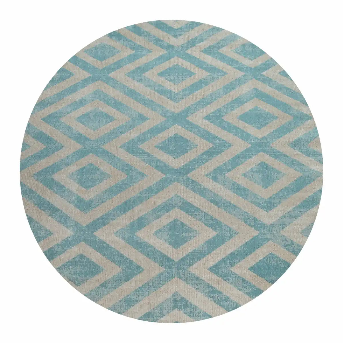Tapis Rond Scandinave Losangia - Bleu