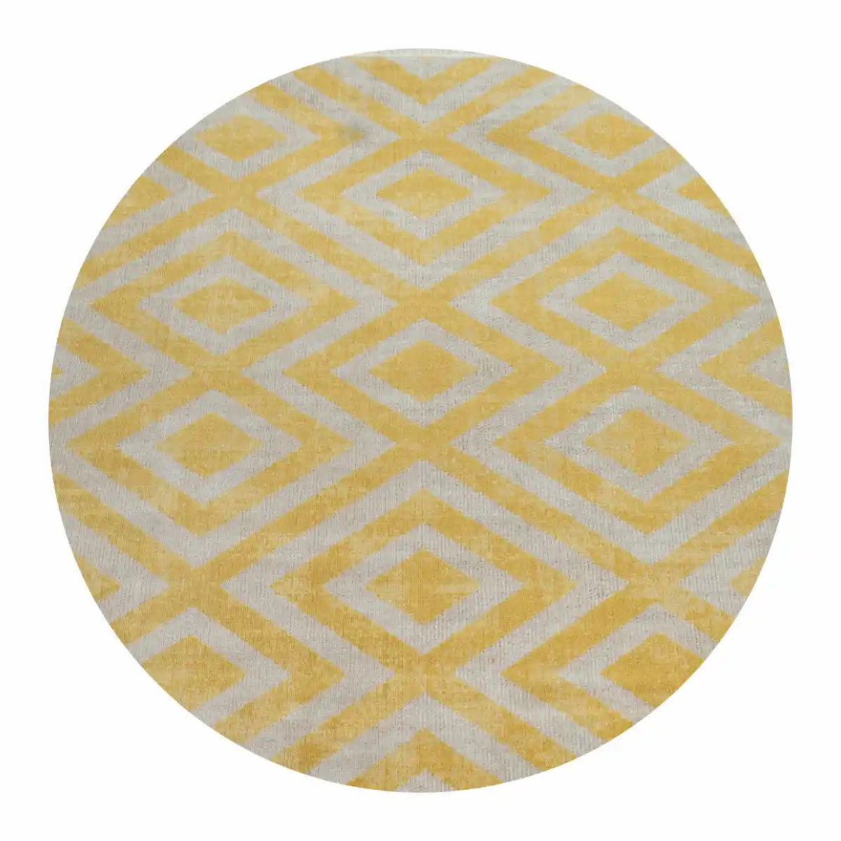 Tapis Rond Scandinave Losangia - Jaune