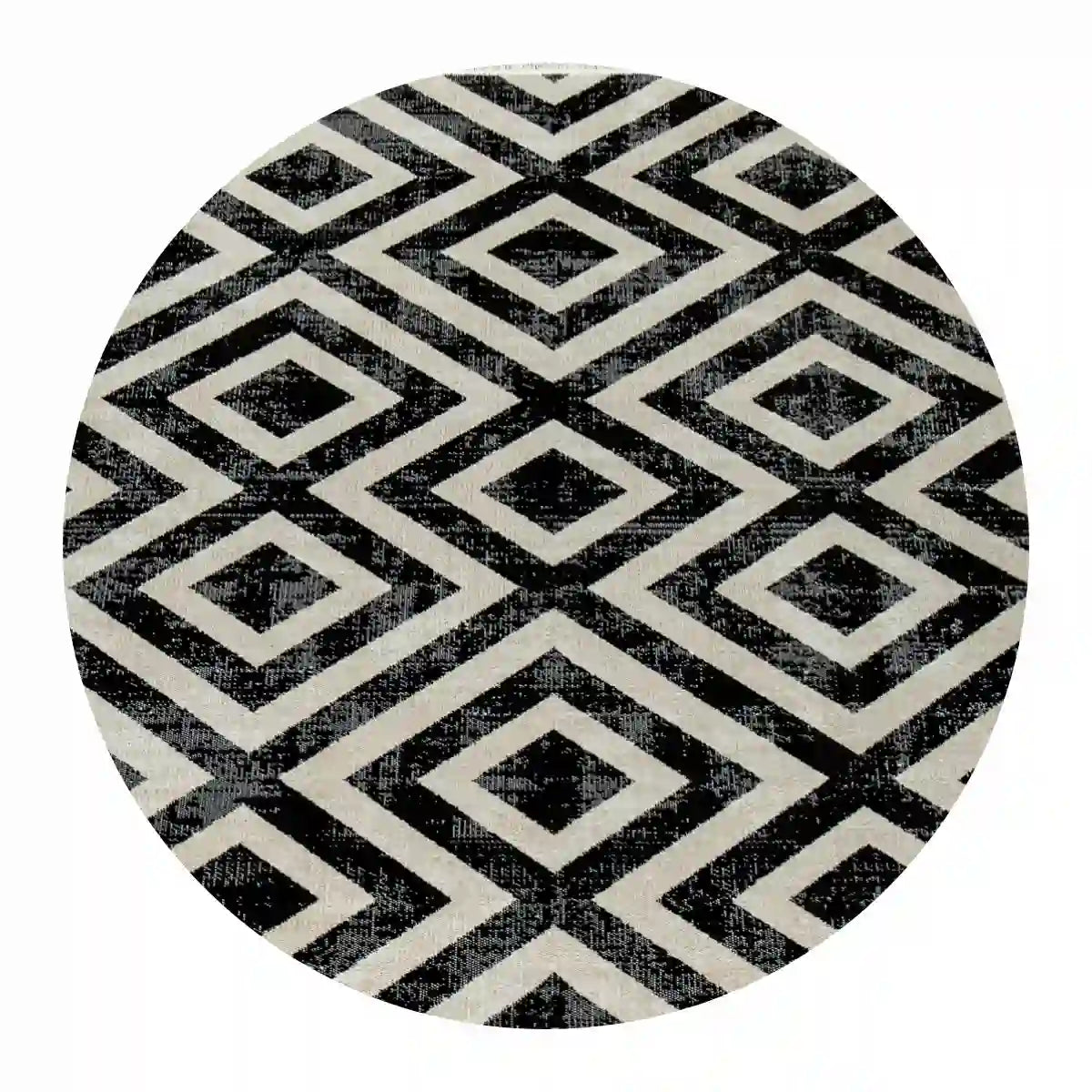 Tapis Rond Scandinave Losangia - Noir