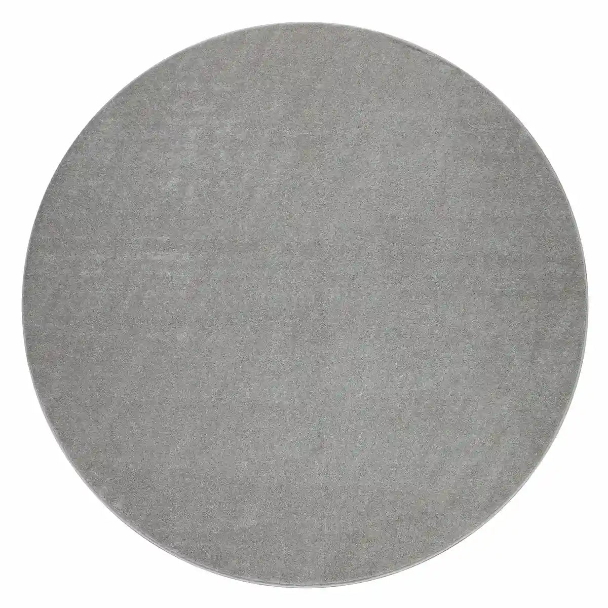 Tapis Rond Uni Basic Argent sur fond blanc