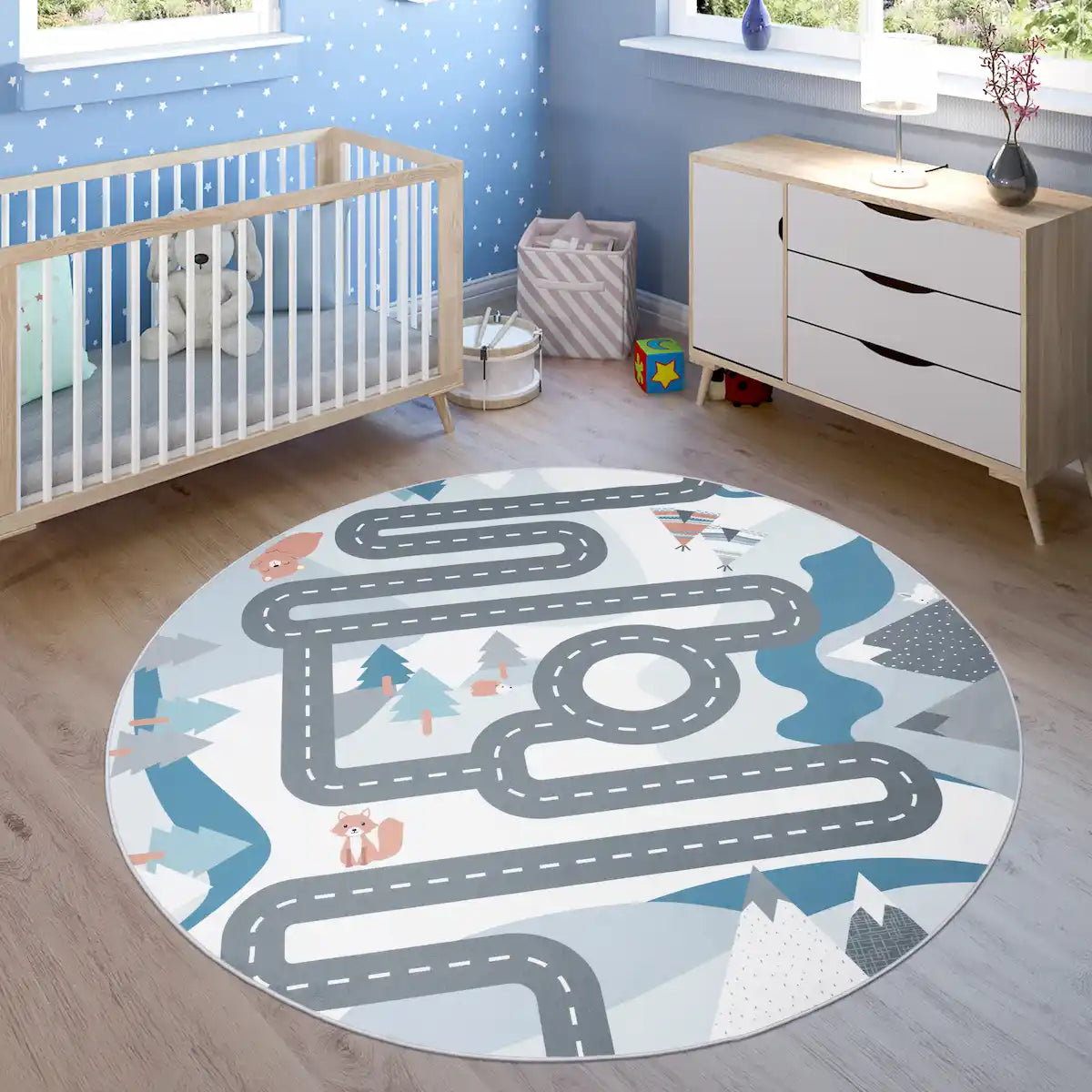 Tapis Rond Route Enfant Floco - Tapis chambre enfant