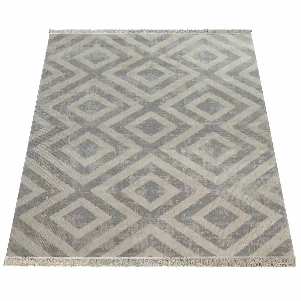 Tapis Scandinave Losangia Gris sur fond blanc